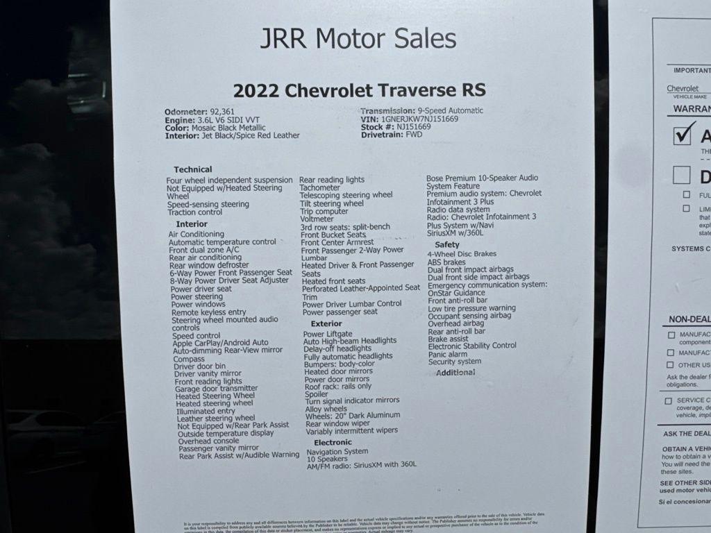 Chevrolet Traverse FWD 4dr RS 2022