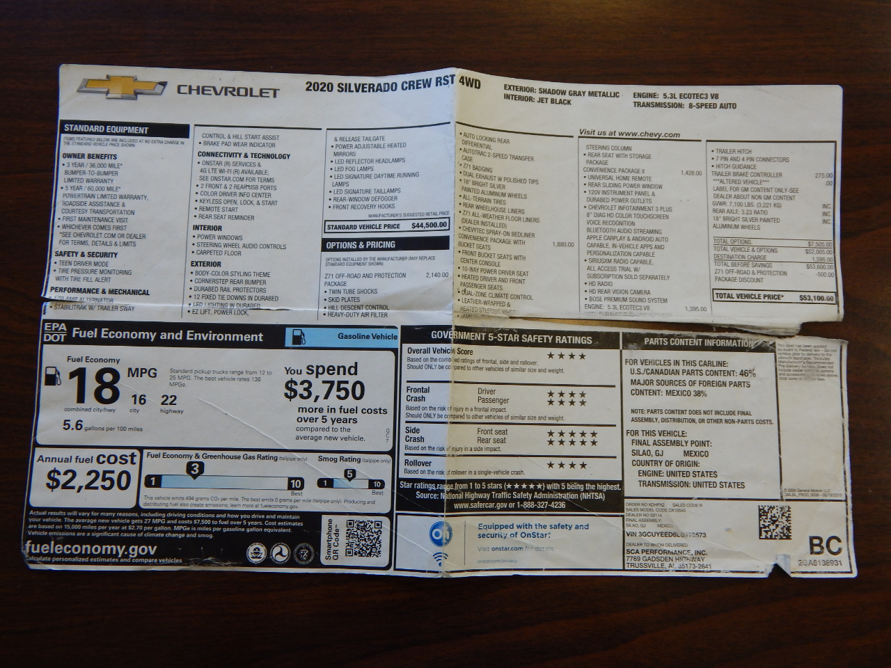 Chevrolet Silverado 1500 4WD Crew Cab 147" RST 2020