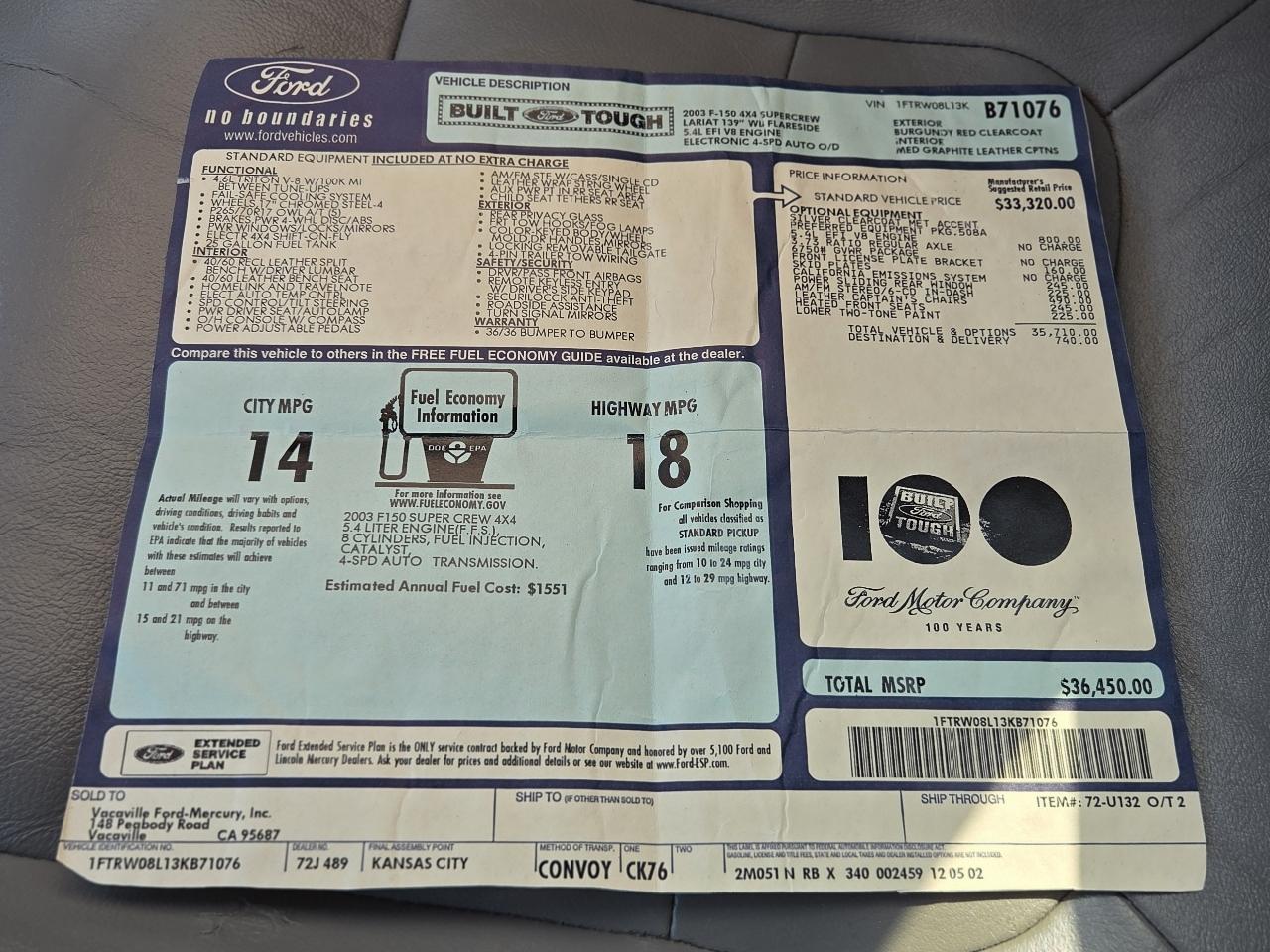 Ford F-150 Lariat SuperCrew 4WD 2003