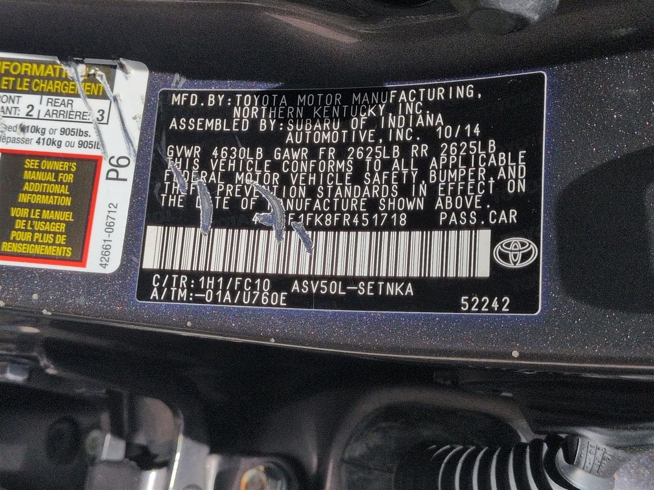 Toyota Camry LE 4D Sedan 2015