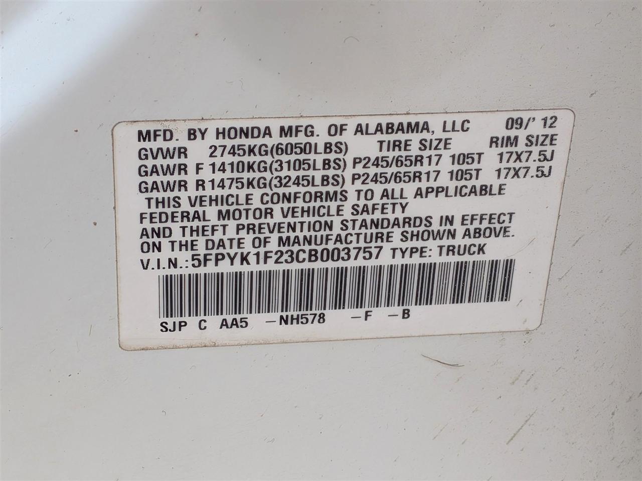 Honda Ridgeline RT 2012