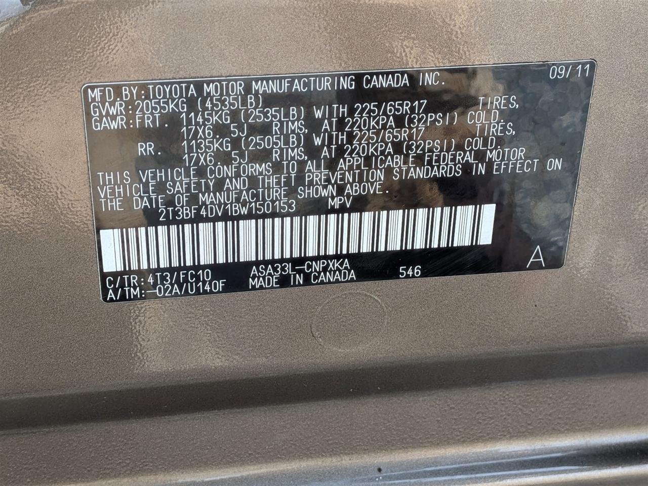 Toyota RAV4 Base I4 4WD 2011