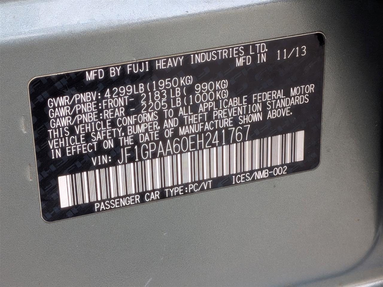 Subaru Impreza Base 4D Wagon 2014