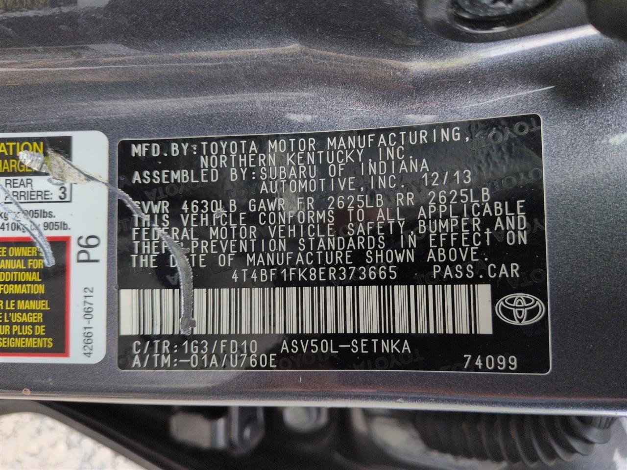 Toyota Camry SE Sport 2014