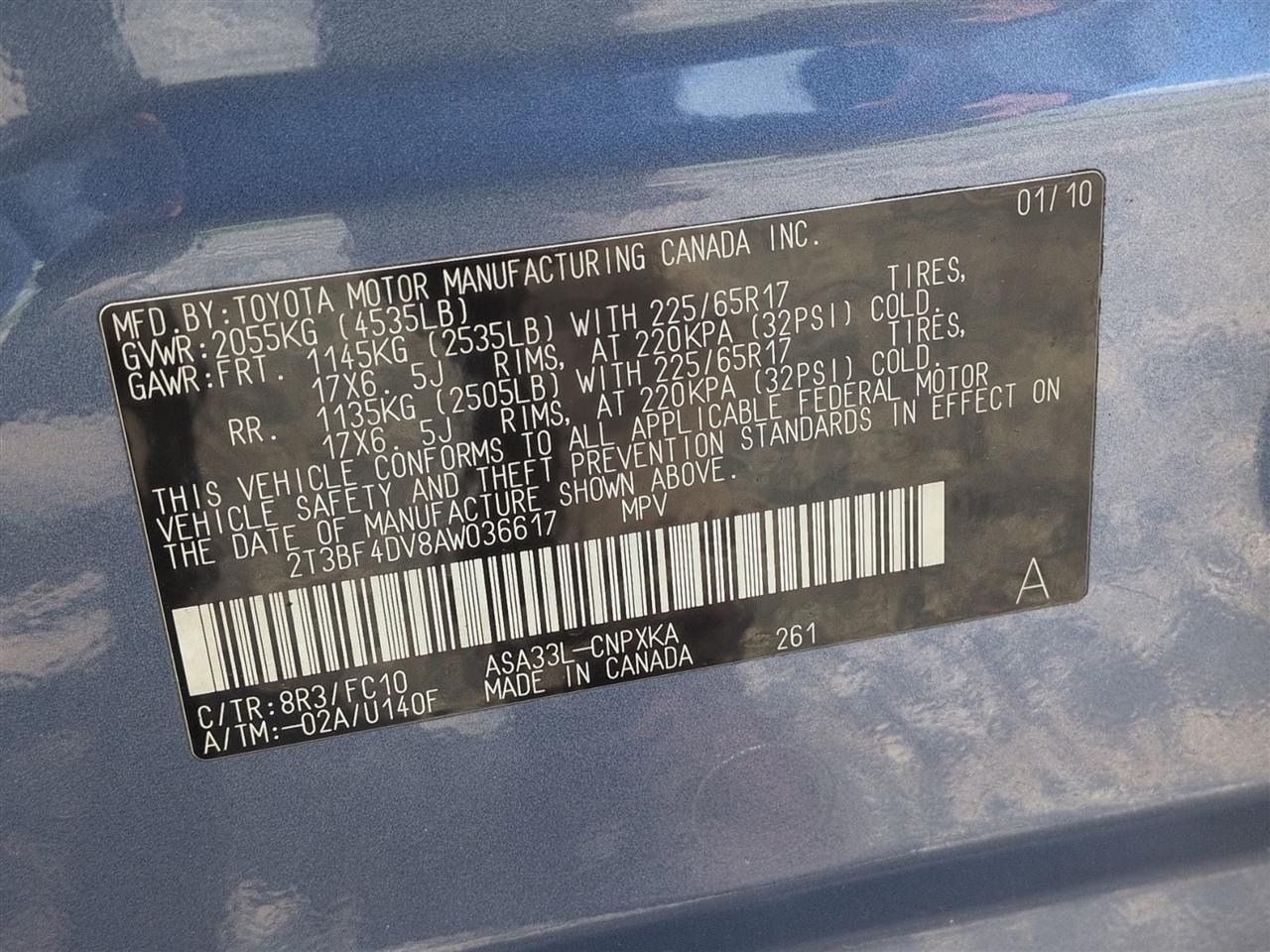 Toyota RAV4 Base I4 4WD 2010