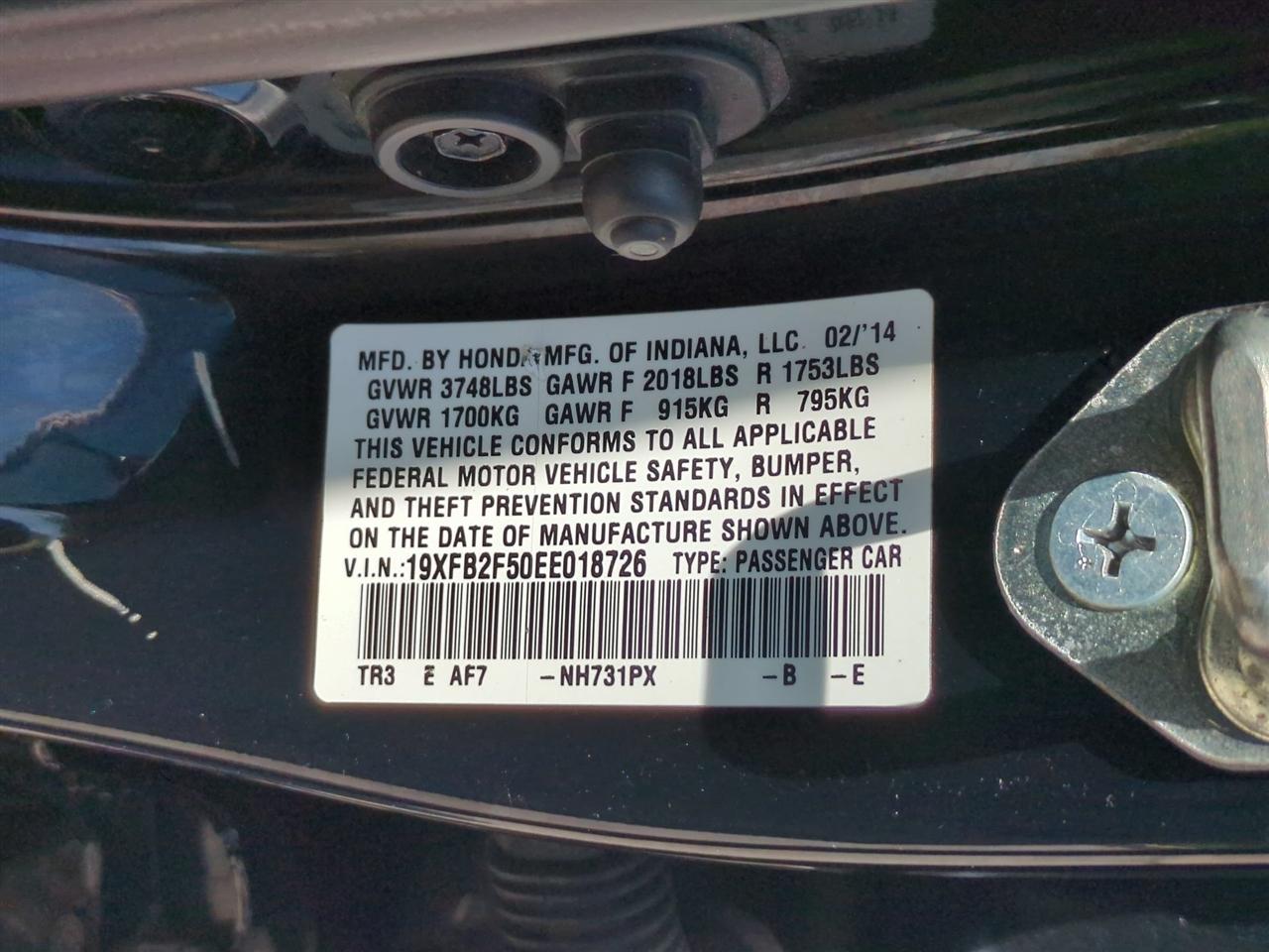 Honda Civic LX Sedan CVT 2014