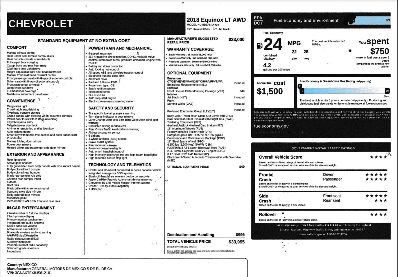 Chevrolet Equinox LT2 AWD 2018