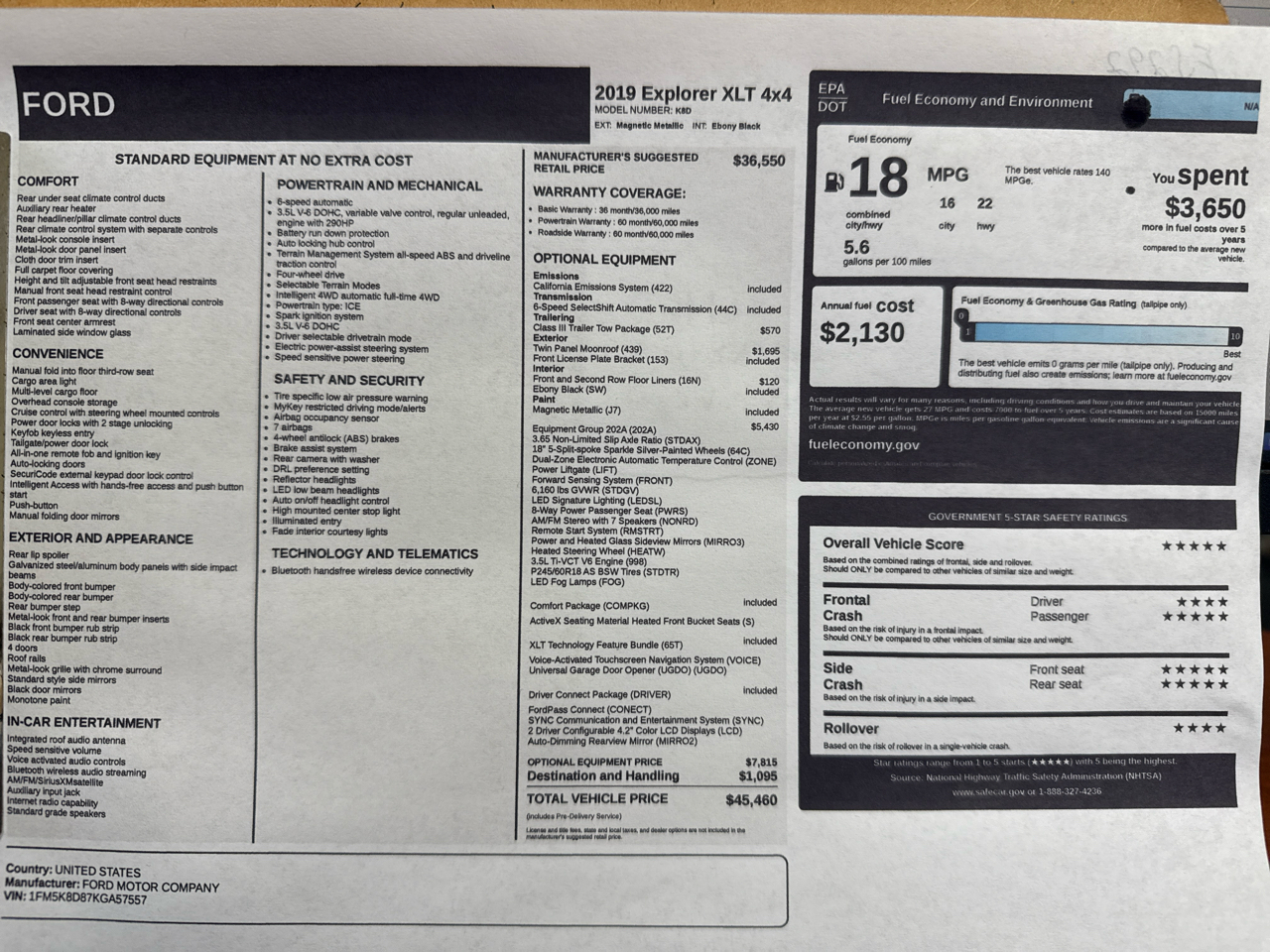 Ford Explorer XLT 4-Door AWD 2019