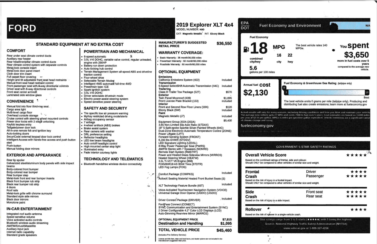 Ford Explorer XLT 4-Door AWD 2019