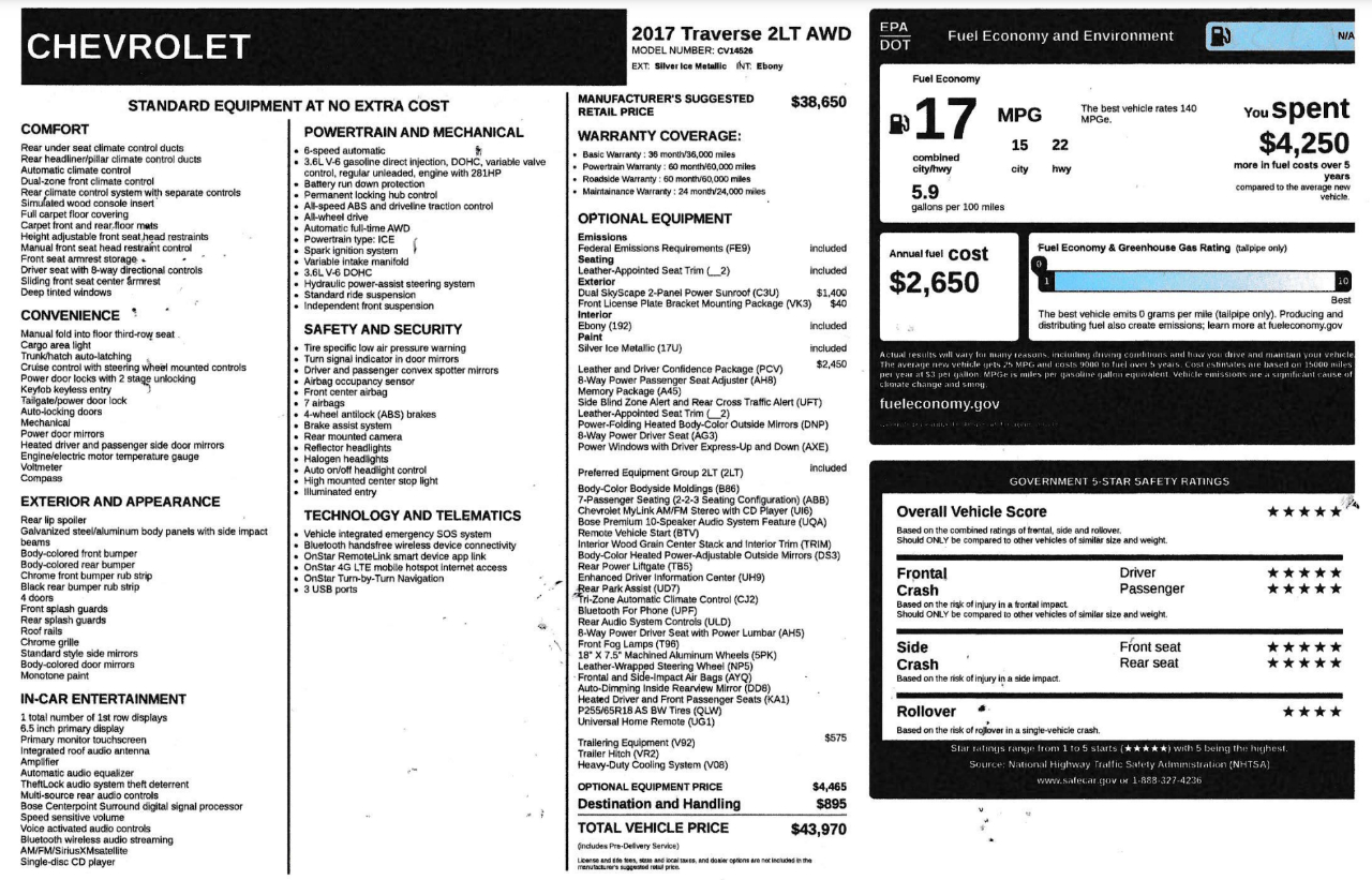 Chevrolet Traverse 2LT AWD 2017