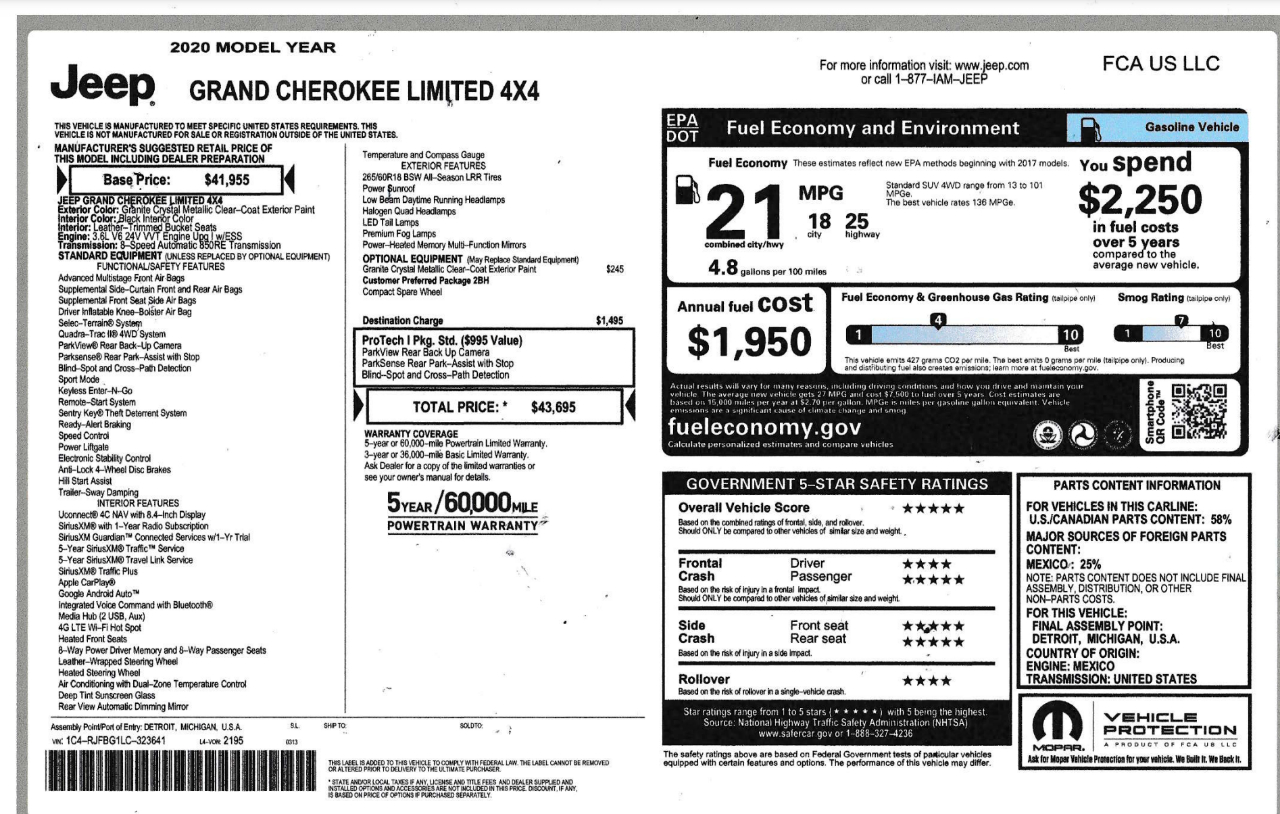 Jeep Grand Cherokee Limited 4WD 2020