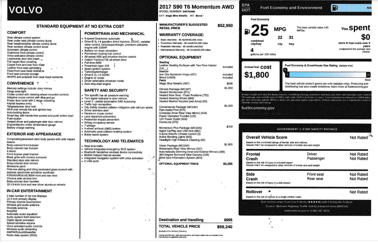 Volvo S90 T6 Momentum AWD 2017