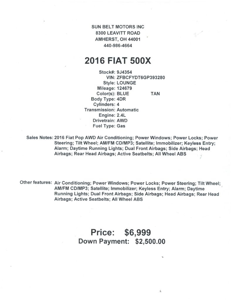 2016 FIAT 500X