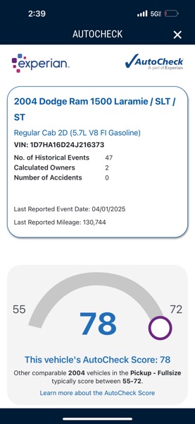 Dodge Ram 1500 2dr Reg Cab 120.5 SLT 2004