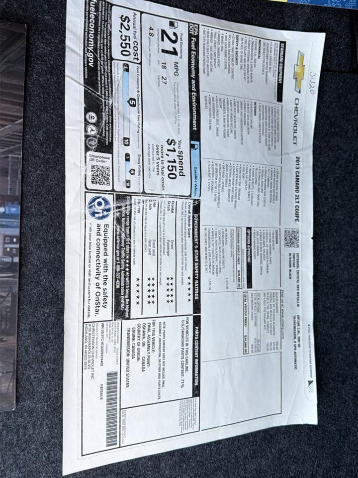 Chevrolet Camaro 2dr Cpe LT w/2LT 2013