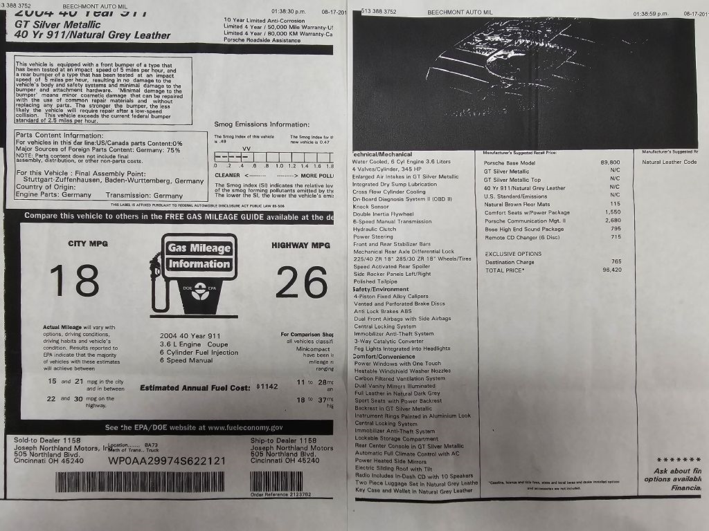 Porsche 911 Carrera 40th Anniversary Edition 2004