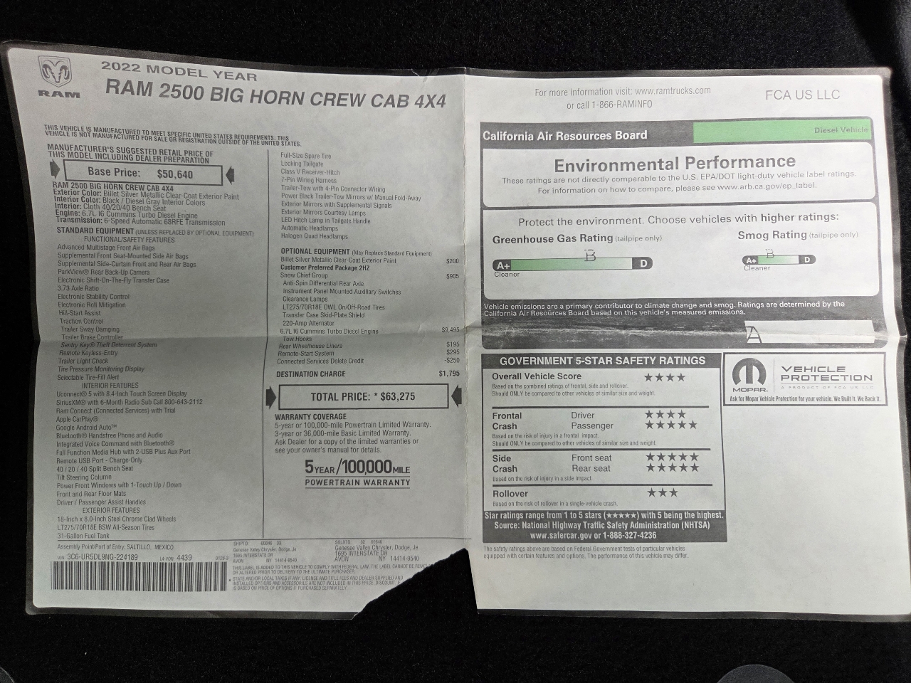 RAM 2500 Big Horn 4x4 Crew Cab 6'4" Box 2022 RAM 2500 Big Horn 4x4 Crew Cab 6'4" Box 2022
