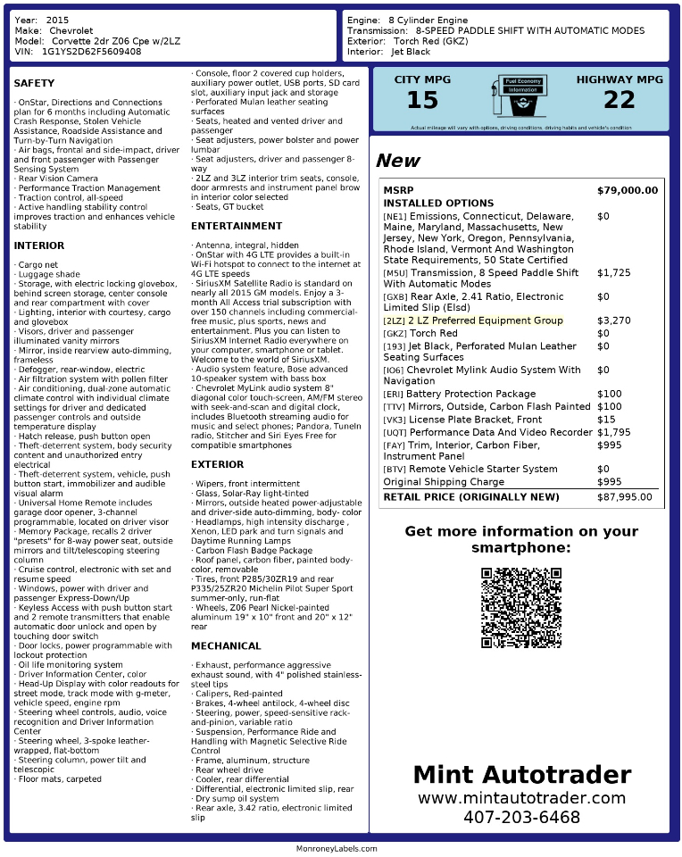 Chevrolet Corvette  2015 Chevrolet Corvette  2015