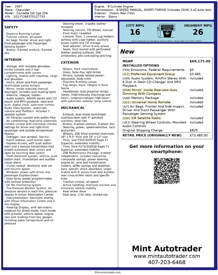 Chevrolet Corvette Z06 2007