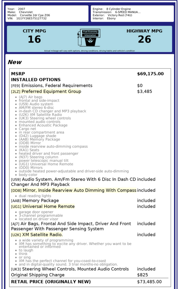 Chevrolet Corvette Z06 2007