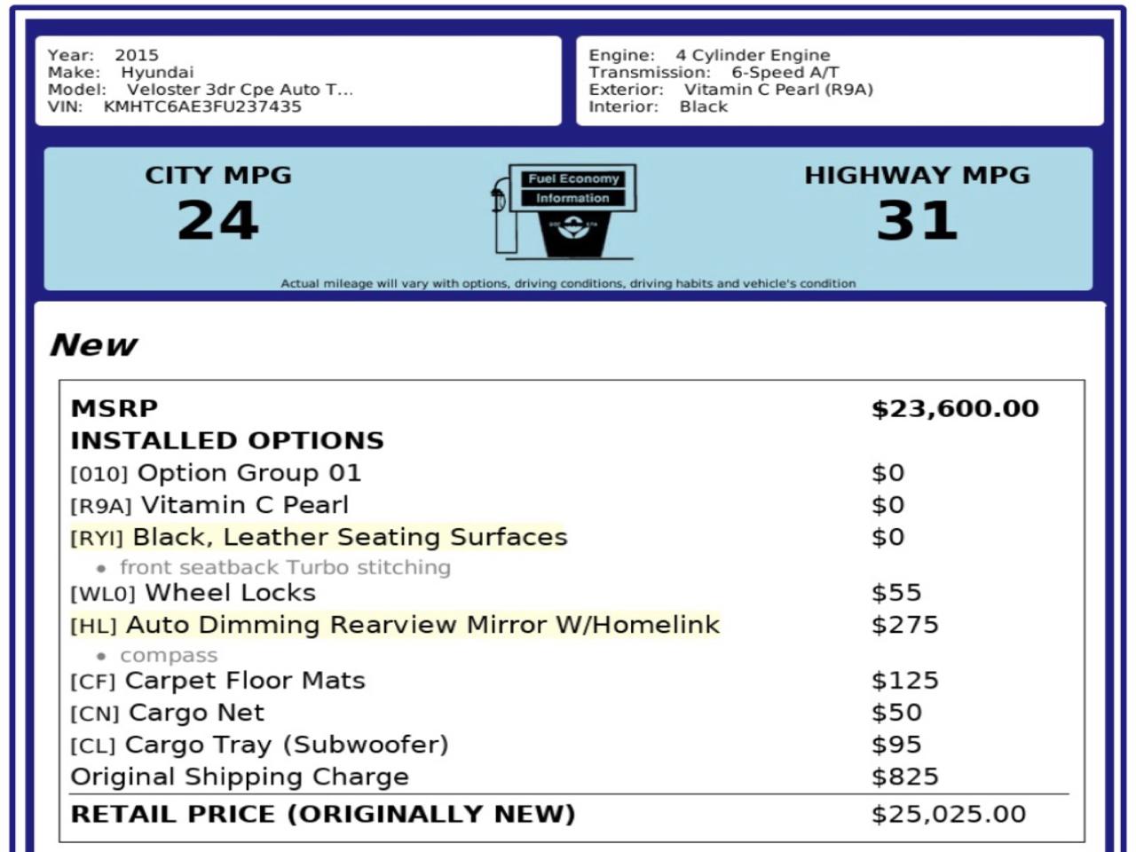 Hyundai Veloster  2015