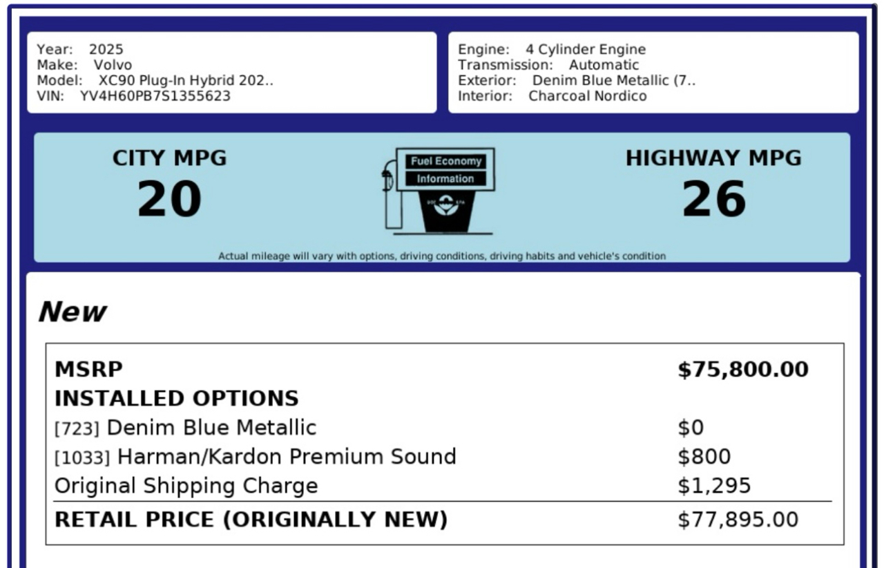 Volvo XC90 Plug-In Hybrid T8 AWD Plus 7-Seater 2025