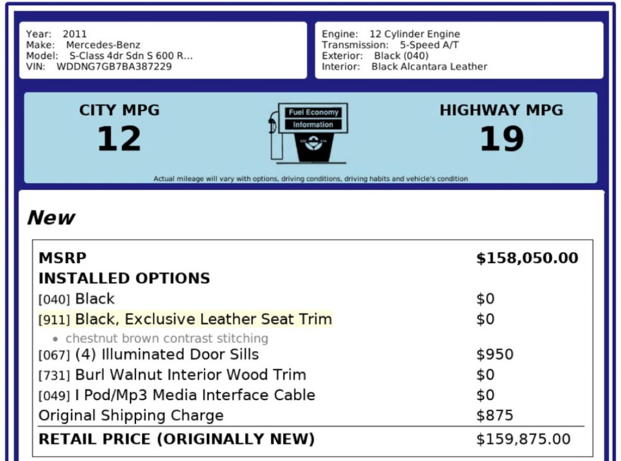 Mercedes-Benz S-Class S600 2011