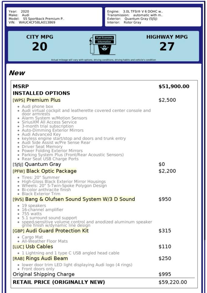 Audi S5 Sportback  2020