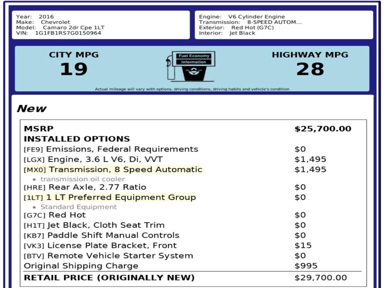 Chevrolet Camaro  2016