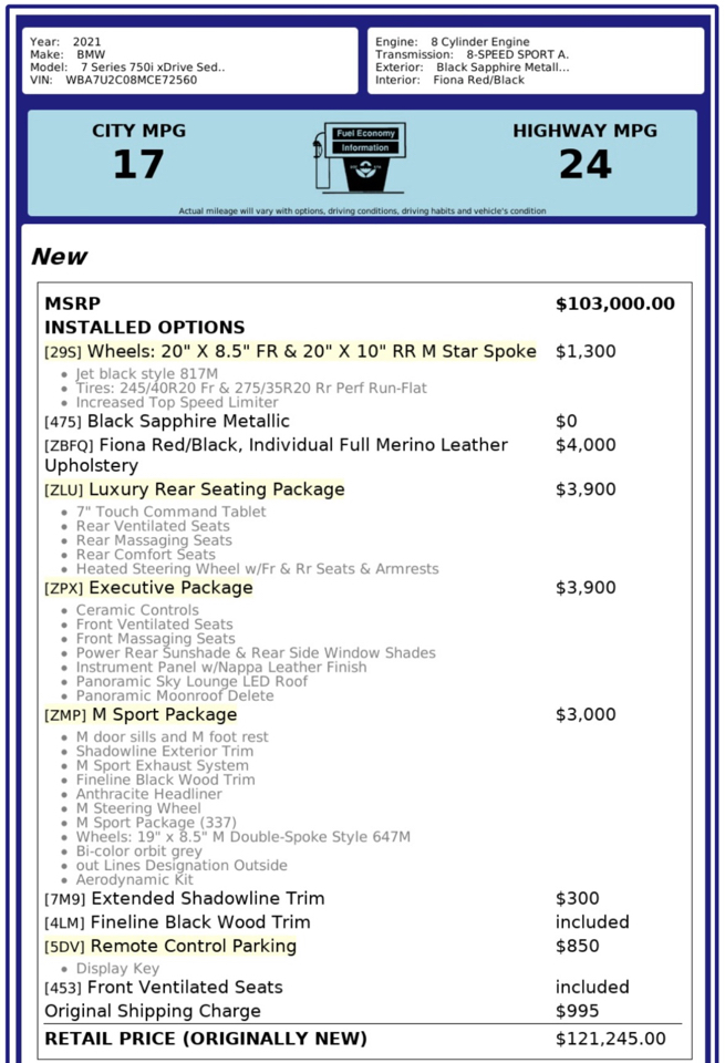 BMW 750i xDrive  2021