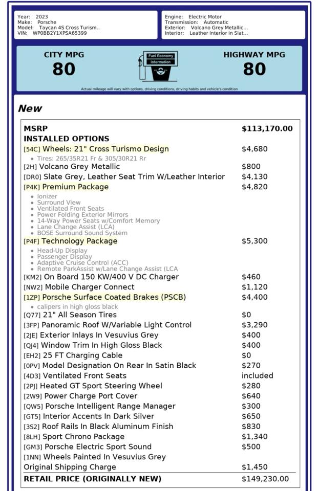 Porsche Taycan 4S Cross Turismo AWD 2023