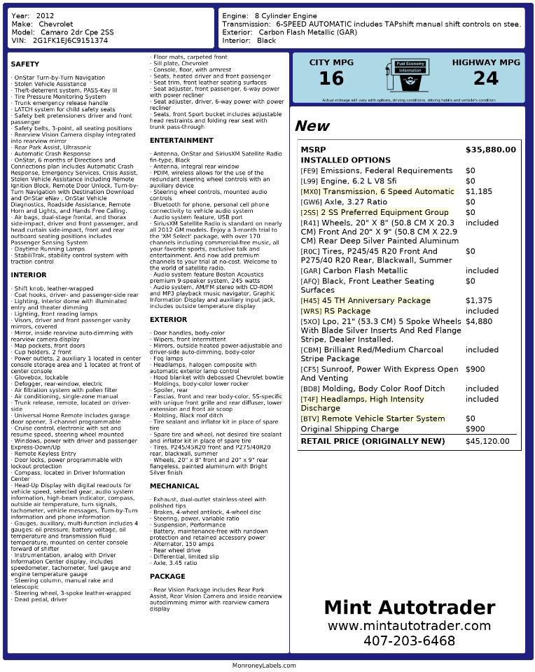 Chevrolet Camaro  2012