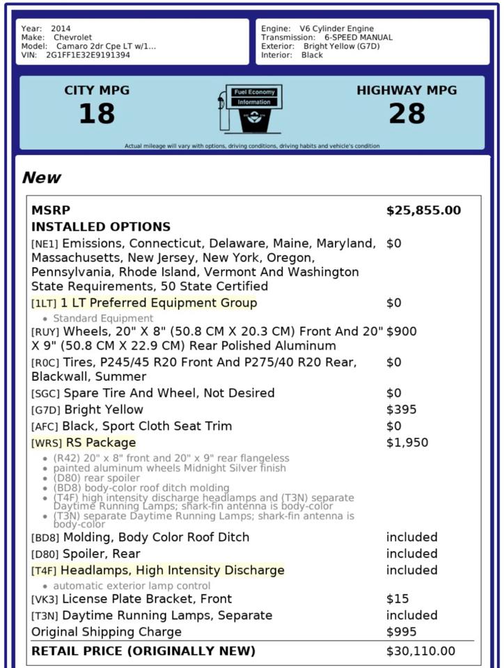 Chevrolet Camaro  2014