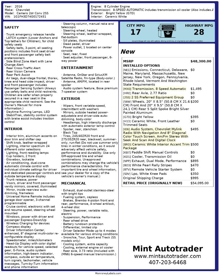 Chevrolet Camaro  2016