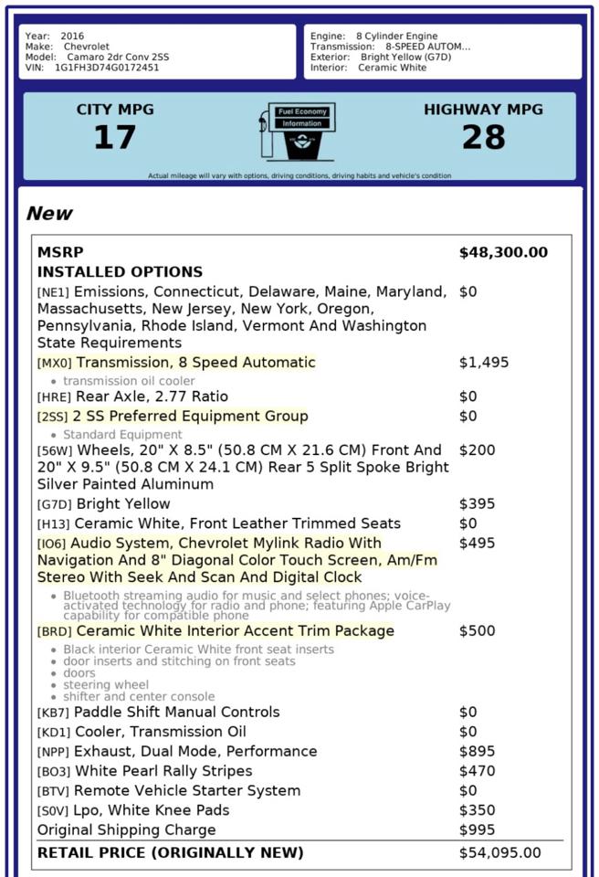 Chevrolet Camaro  2016