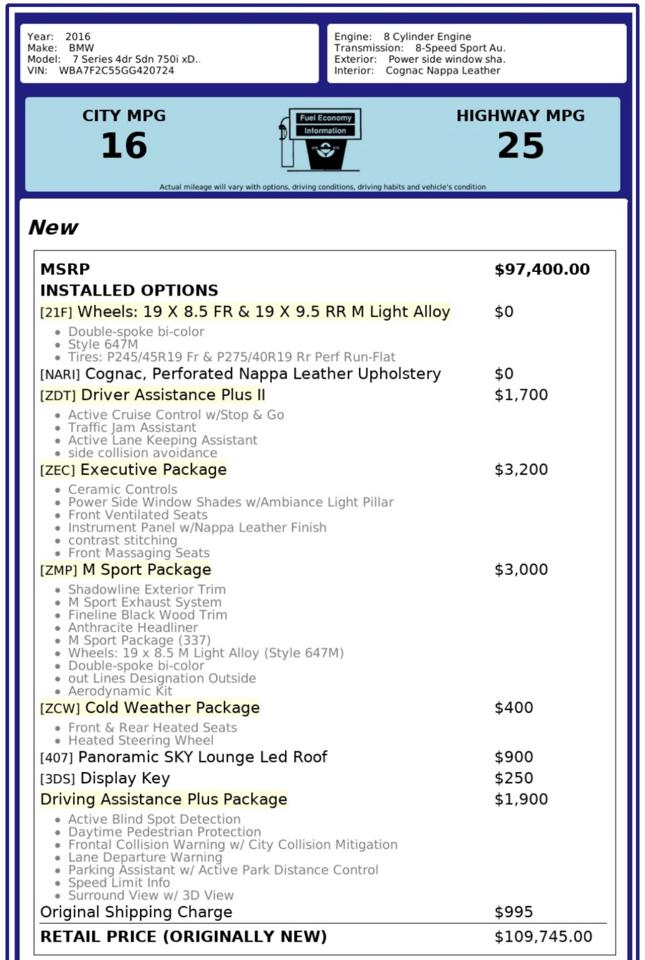 BMW 750i xDrive  2016
