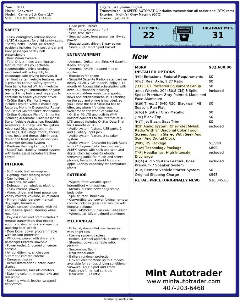 Chevrolet Camaro  2017