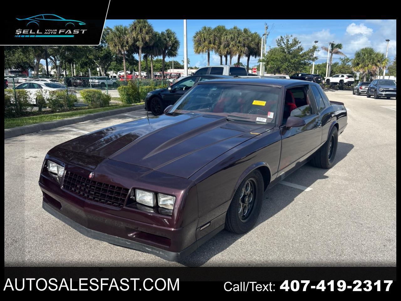 Purple 1987 Chevrolet Monte Carlo SS RWD Coupe Rear-Wheel Drive Automatic