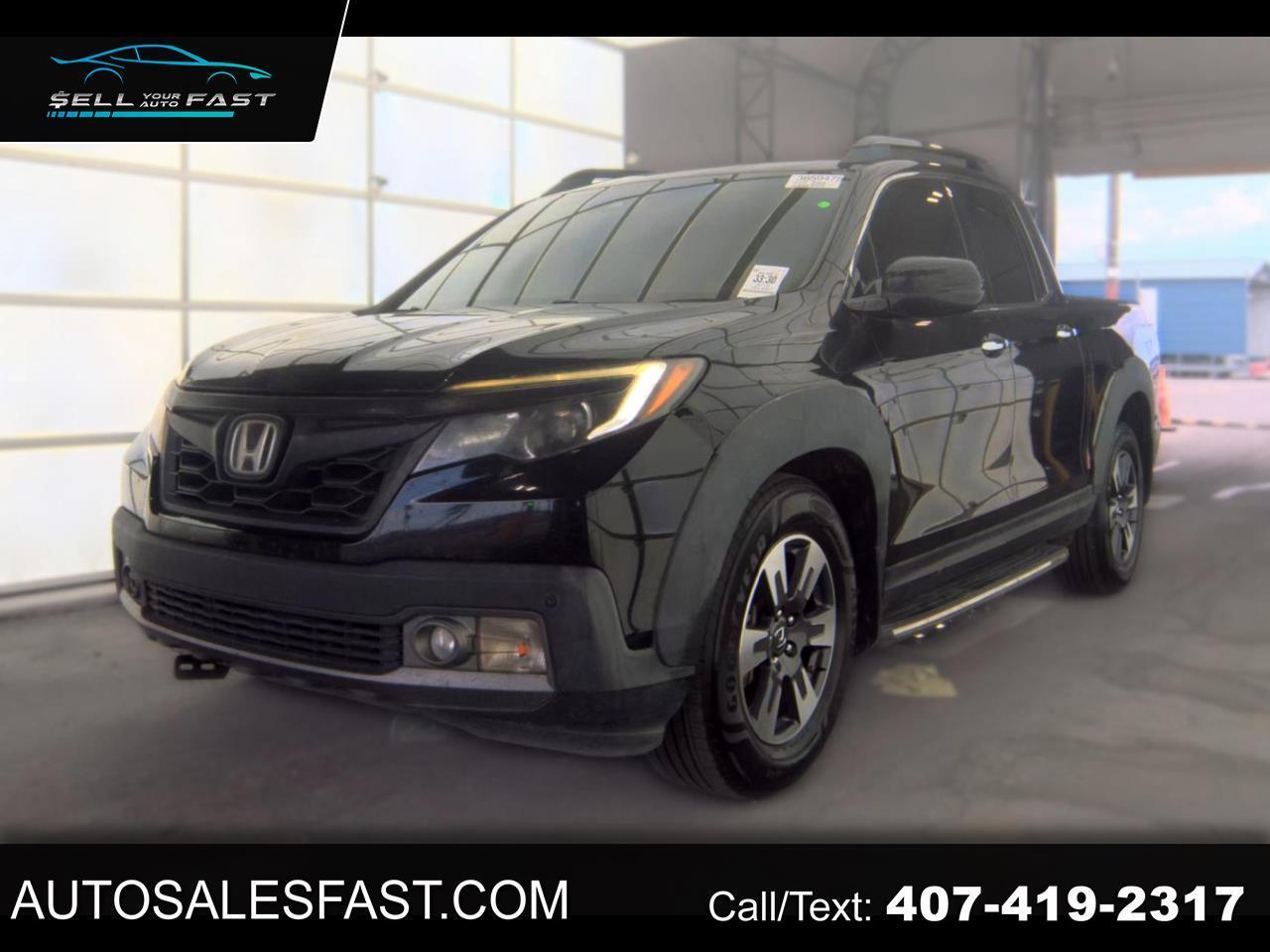 Black 2018 Honda Ridgeline Pickup Truck All-Wheel Drive Automatic