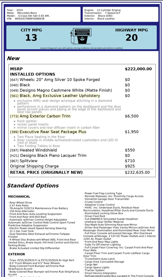 Mercedes-Benz S-Class S65 AMG 2015