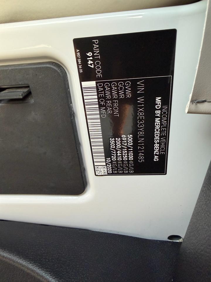 Mercedes-Benz Sprinter 3500 XD 170-in. WB 2020