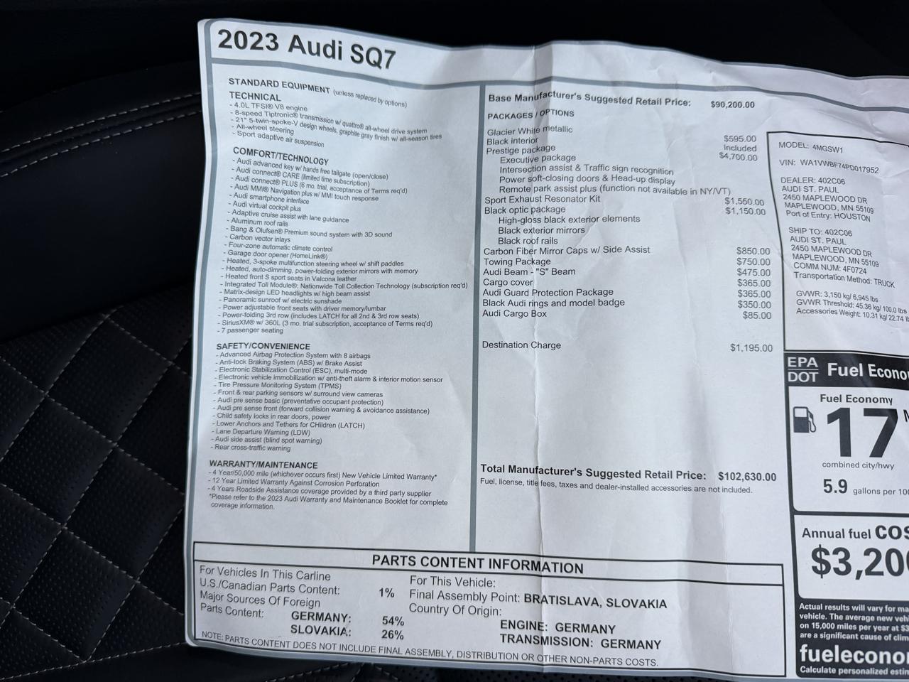 Audi SQ7 Prestige TFSI quattro 2023