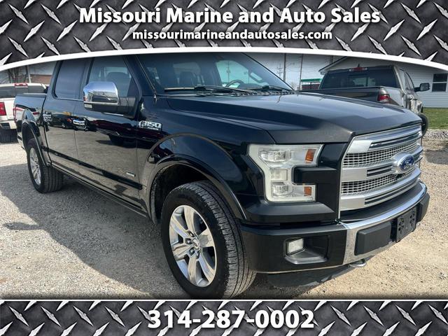 Black 2015 Ford F-150 Platinum SuperCrew 4WD Pickup Truck Four-Wheel Drive Automatic