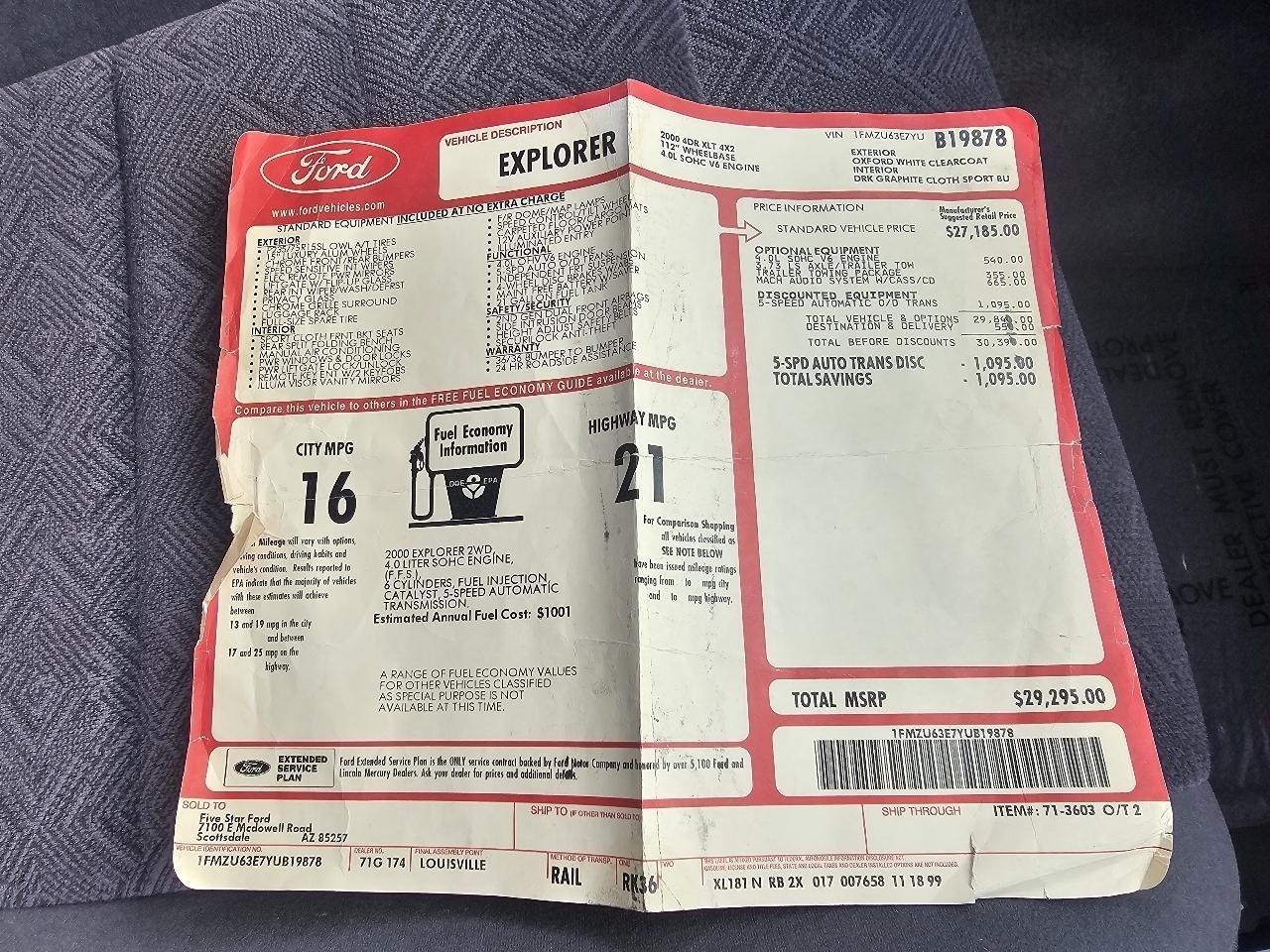 Ford Explorer 4dr 112" WB XLT 2000