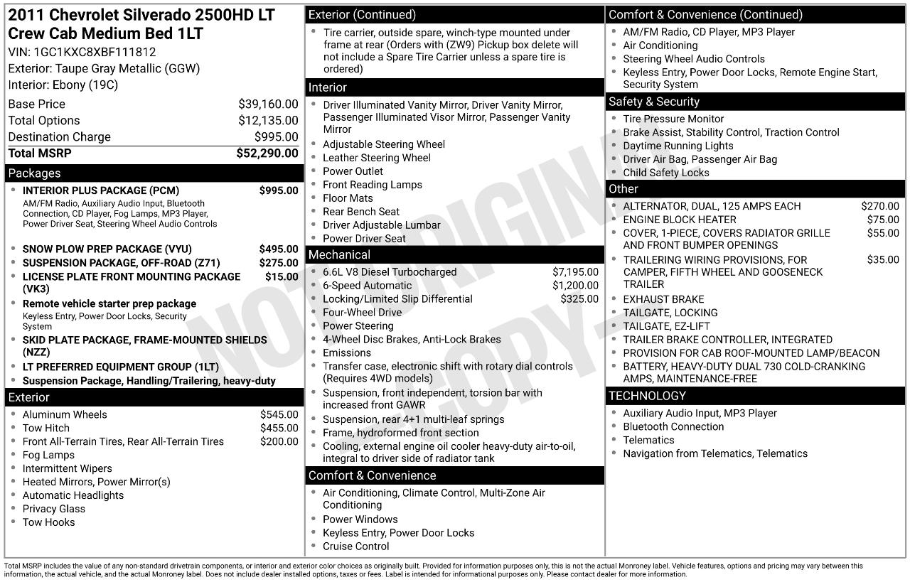 Chevrolet Silverado 2500HD 4WD Crew Cab 153.7" LT 2011