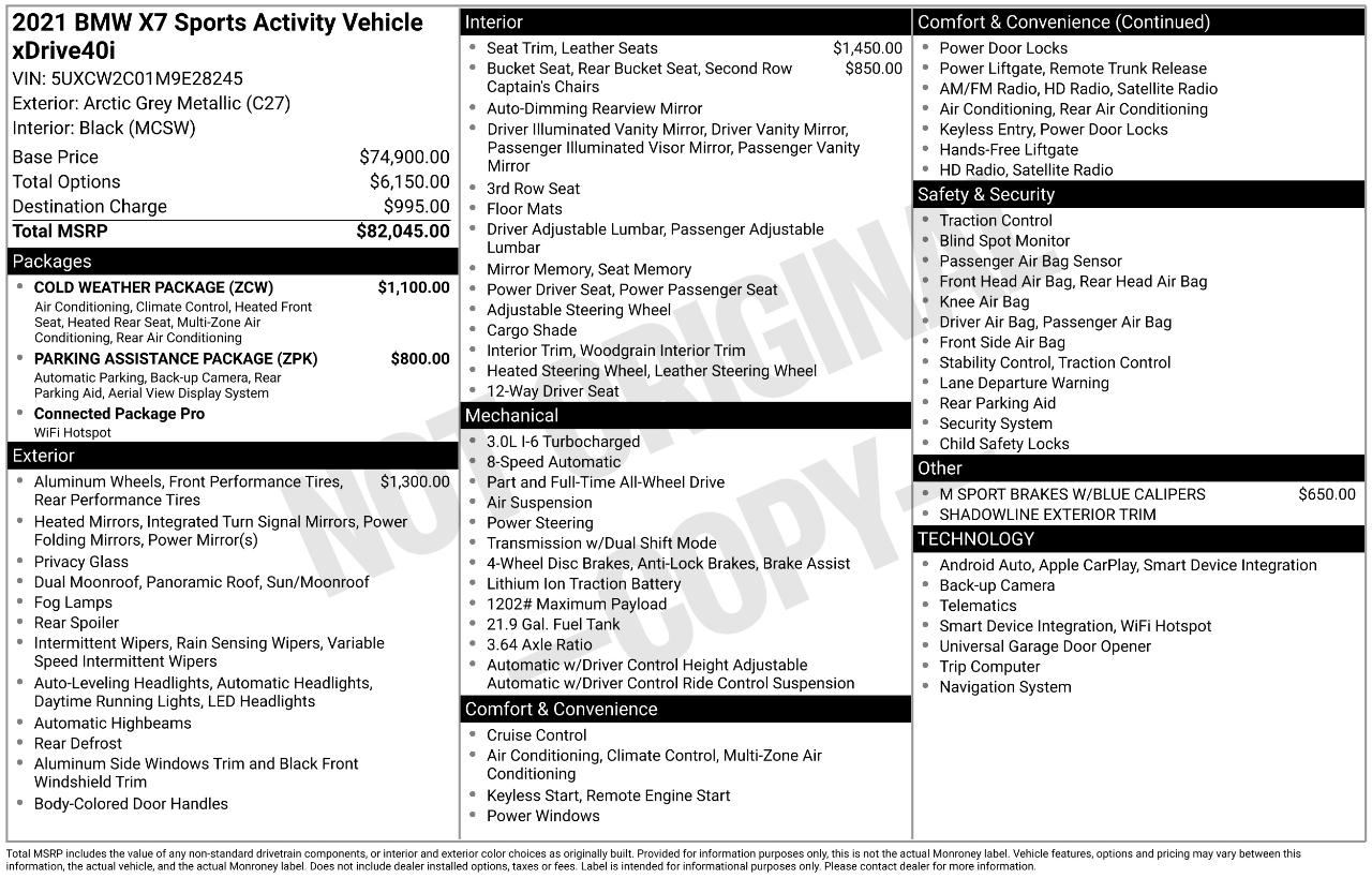 BMW X7 xDrive40i Sports Activity Vehicle 2021