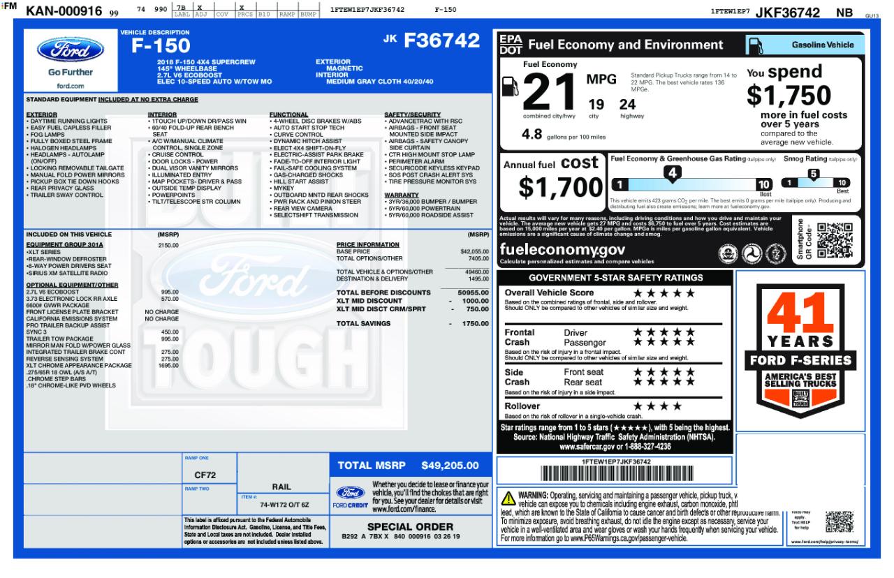 Ford F-150 XLT 4WD SuperCrew 5.5' Box 2018