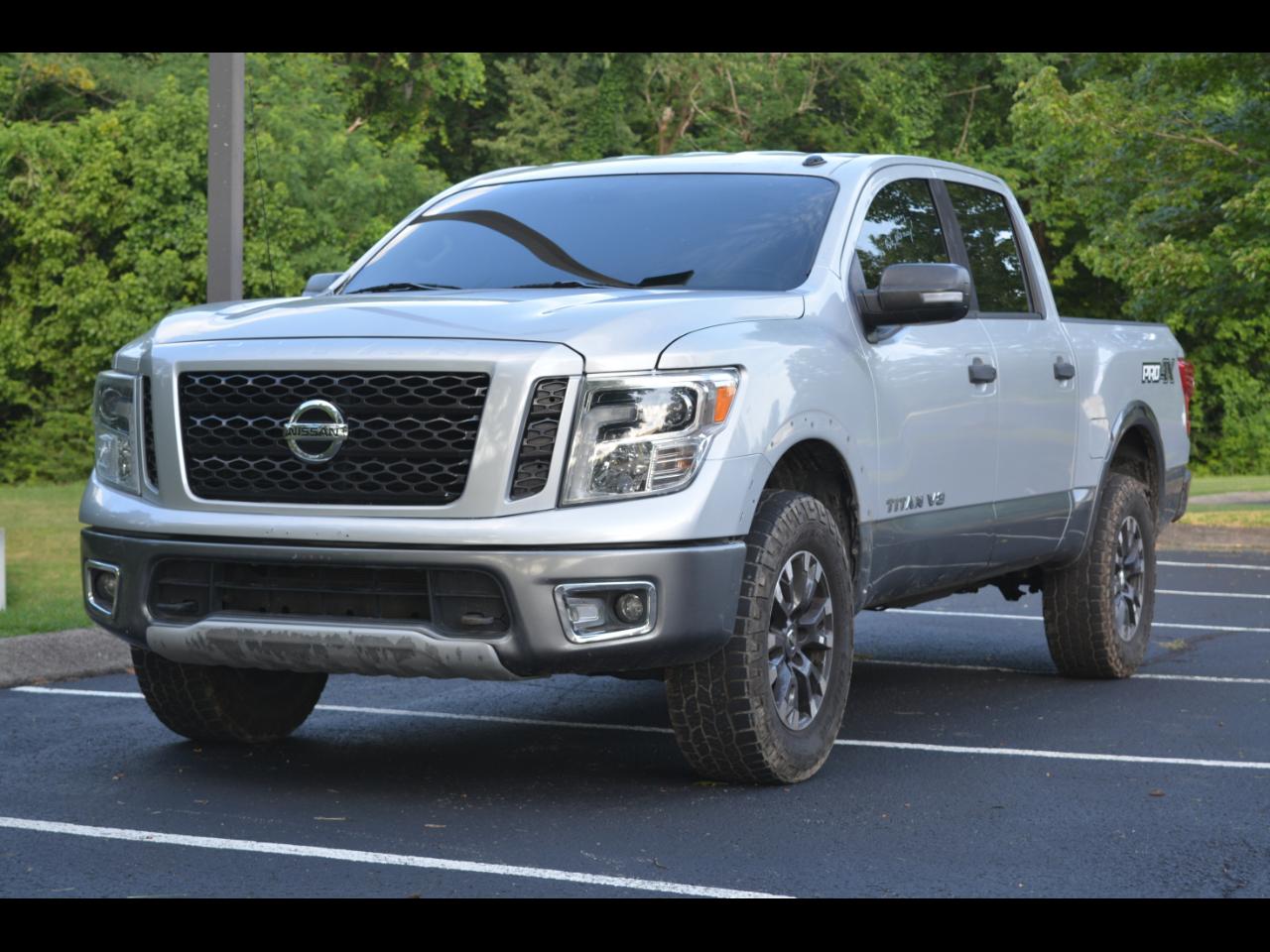 Silver 2018 Nissan Titan PRO-4X Crew Cab 4WD Pickup Truck Four-Wheel Drive Automatic