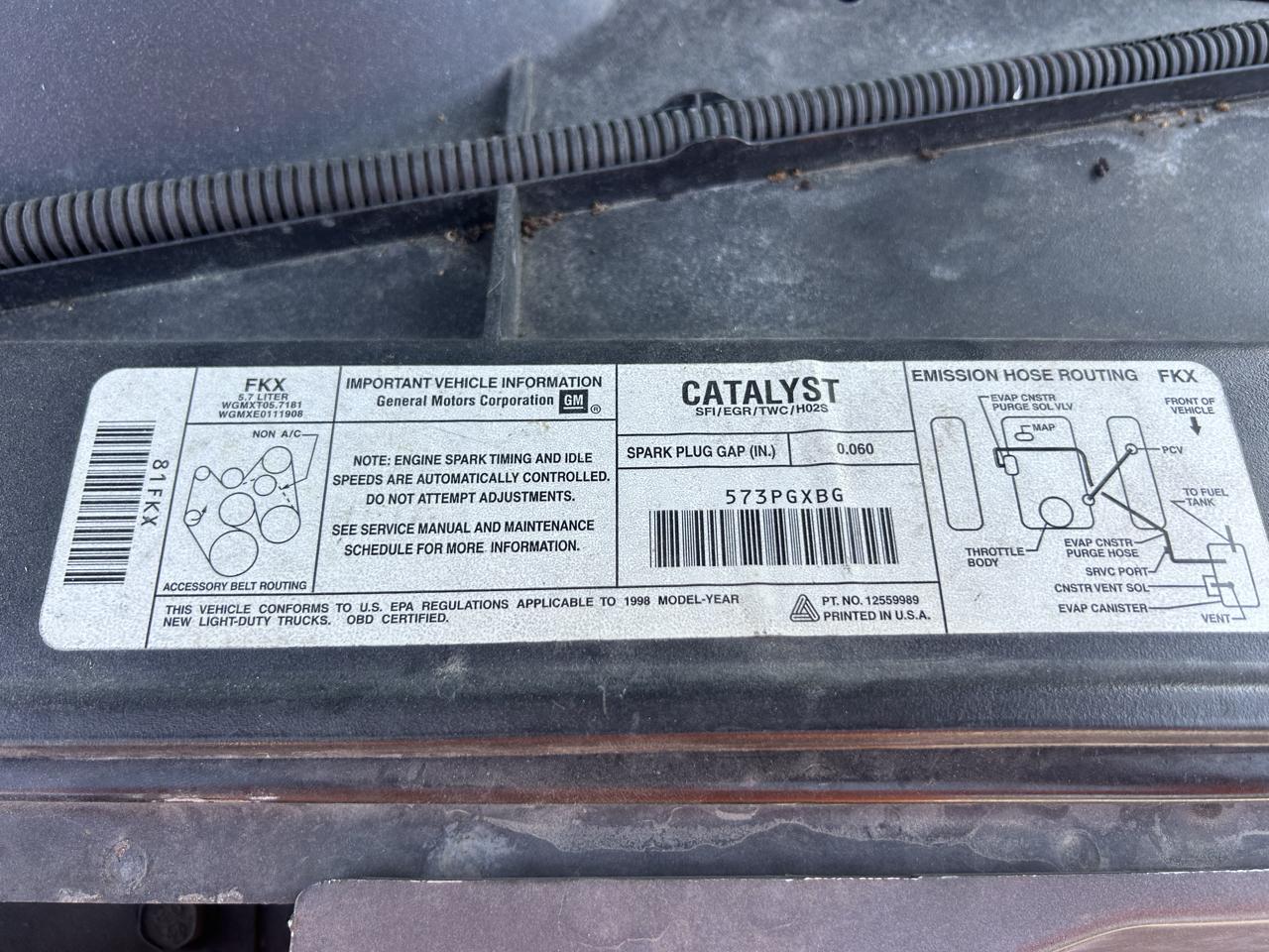 Chevrolet C/K 1500 Reg. Cab W/T 6.5-ft. bed 2WD 1998