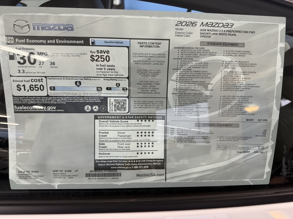 Mazda Mazda3 Sedan 2.5 S Preferred FWD 2026